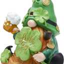 Hodao St. Patricks Day Leprechaun Gnome Figurine, Hand-Painted Resin Lucky Irish Decor with Shamrock and Beer Mug, 6 Inch Tabletop Ornament for St Paddys Day Home, Shelf, Mantel Gift (Set of 1)