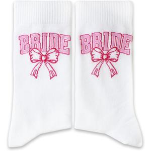 Pink Heart Bride Socks Collection  Bride & Team Bride Embroidered Wedding Socks for Women, Bachelorette Party Gifts