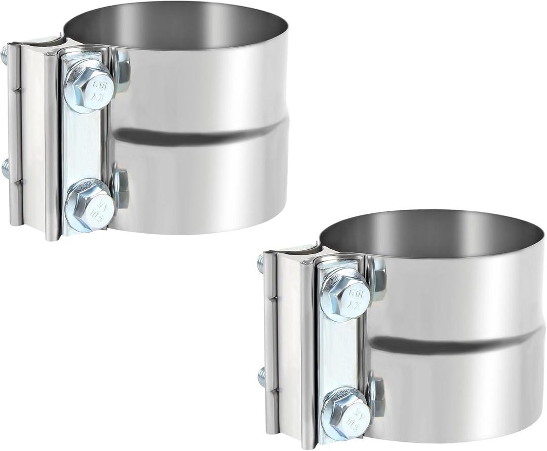2Pcs 3.5 Inch Exhaust Clamp,3.5" In Lap Joint Exhaust Band Clamp Stainless Sleeve Coupler For Mufflers,Exhaust Pipe etc Universal (2 Pcs)