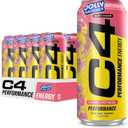 C4 Performance Energy Drink, Jolly Rancher Watermelon, Zero Sugar Carbonated Preworkout Energy, 200mg Caffeine with Beta Alanine, 16 Fl Oz (12 Pack) BB 05/2027