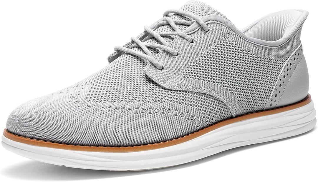 Bruno Marc Men's KnitFlex Craft Mesh Oxfords Sneakers Casual Dress Lace-Up Lightweight Walking Shoes (11, Grey-hands Free)