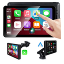 Wireless CarPlay Screen Android Auto for Car, 7" Touch Screen Naivgation Portable Car Stereo CarPlay Bluetooth Mirror Link, Siri, AirPlay, AUX, Voice Assistant for All Vehicles Upgrade