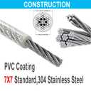 LOZOME 100 Feet 1/16 inch (1.5 mm) Cable Wire Rope 304 Stainless Steel 7x7 Standard with 100pcs Aluminum Crimping Loop for Outdoor, Garden, Kitchen, Home, Art, Craft