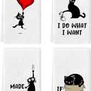 Cat Kitchen Towels Funny Tea Towels Cat Hand Towels for Cat Lovers Cat Dish Towels for Kitchen Cat Kitchen Towel Decorative Set of 4 Cat Bathroom Accessories Housewarming Gifts for Women