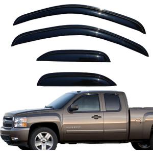 Tape On Window Visors Rain Guards for 2007-2013 Chevrolet Silverado & GMC Sierra 1500/2500HD/3500HD Extended Cab,Side Window Deflectors Vent Visors,Easy Install,Car Accessories for Weather Protection