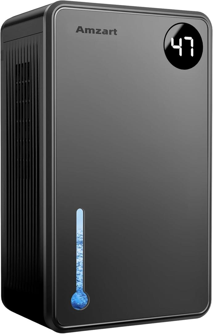 Dehumidifier, Dehumidifiers for Home (1000 sq.ft), 98 OZ Dehumidifier for Basement Bathroom Bedroom, Auto Shut Off Dehumidifiers, Timer Setting, Digital Display, Drain Hose, 7 Colors Light, Black