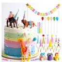 Gemscream 39 Pcs Safari Animal Cake Toppers Party Cake Animal Decorations Jungle Figures with Hats Mini Balloons for Wild Zoo Theme Party Birthday