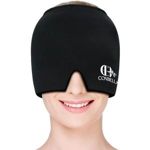 Migraine Relief Cap, Soothing Headache Ice Face Mask Products, Hot and Cold Therapy, Migraine Headache Relief Cap for Migraine, Sinus, Puffy Eyes, Tension, Stress and Hangover(Black)