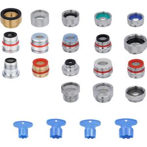 18pcs Faucet Adapter Kit Brass Metal Faucet Aerator Adapter Set, Male Female Sink Faucet Adapter Converter to Garden Hose, Shower Hose, Apply on Both Removable and Insert Aerators