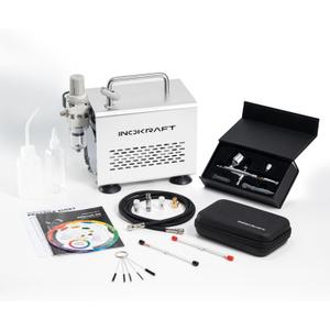 InoKraft Airbrush Kit with Air Compressor- 1/6 HP Quiet Air Compressor, Gravity Airbrush with 3 Tips 0.2, 0.3 & 0.5 mm- Hose, Holder, How-To Guide- Airbrush Paint Set for Model Painting, kids gifts
