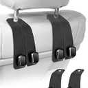 Outus 8 Pcs Car Headrest Hooks Purse Holder for Car Seat Headrest Universal Leather Bag Holder with Double Metal Hooks Seat Back Hanger for Handbags Grocery Bags Phones(Black)