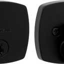 Kwikset Midtown Deadbolt Lock, Matte Black Modern Exterior Keyed Front Entry Door, Pick Resistant SmartKey Rekey Security, Single Cylinder Dead Bolt, with Microban Protection