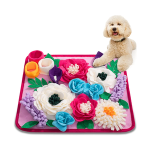 Meilzer Snuffle Mat for Dogs Pet Treats Feeding Mat for Small/Medium Breed Dogs NonSlip/Portable/Durable Interactive Dog Puzzle Toys Encourages Natural Foraging Skills (Rose Pink)