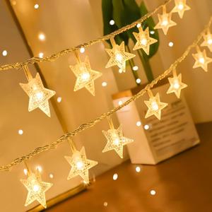 ANJAYLIA 40 LED Star String Lights 20 FT Fairy Christmas Lights Battery Operated for Indoor & Outdoor, Party, Wedding and Holiday Decorations Warm White (20 Feet 1 Pack)