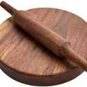 Chakla Belan Sheesham Wooden Round Polpat-Roti Roller Chakla-Belan Rolling Pin Set Roti Maker Chapatti Puri Maker Daio Kitchen Item (Brown) (Size Small)