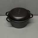 Lodge Cast Iron Double Dutch Oven 5 Quart - Pre-Seasoned 2-in-1 Cast Iron Cookware - Pot & Skillet Combo - Even Heat Retention - Oven-Safe, Versatile Pot