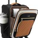 LOVEVOOK Carry On Luggage 22x14x9 Airline Approved,20 Inch Carry On Suitcases with Wheels,Softside Rolling Suitcase with TSA Lock for Women Men,Lightweight Travel luggage (Black/White/Brown-b)