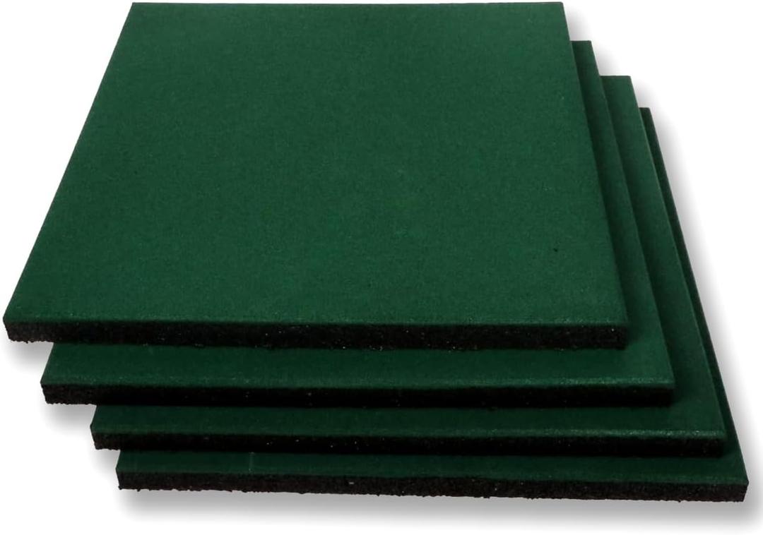 MYOYAY 4 Pack Interlocking Tiles 20"x20"x1" Heavy Duty Rubber Tile Green Non-Slip Flooring Mat for Playground Park Gym Indoor and Outdoor, Cover 11.12 Sq.FT