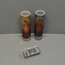 Landhoow 2 Pcs Jesus Candles Religious Flameless LED Prayer Candle Real Wax Baptism Candle Set Immaculate Heart of Mary and Sacred Heart of Jesus Battery Operated with Remote Control