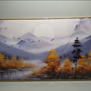 Landscape Wall Art for Living Room, Sunrise Mountain Tree Canvas Print Painting for Bedroom, Gold and Blue Picture Artwork Decor, Large Size 60x30 Inc