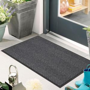 Front Door Mat Indoor Outdoor Entrance, 16" x 24" Heavy Duty Doormat for Entryway, Absorbent Low Profile Welcome Mats Non-Slip, Trap Dirt Durable Mats for Home, Patio, Garage