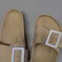 Women'S Summer Sandals Women Summer Slippers Outdoor Beach Sandals Flat Slides Adjustable Buckle House Slippers (37-38, Khaki)