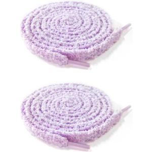 2 x UamGlsob Fuzzy Shoe Laces for Sneakers, 2/5"(10mm) Cute Wide Thick Plush Soft Fluffy Shoelace Strings for Trainers & Canvas (Purple)