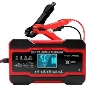 8-Amp Car Battery Charger,12V and 24V Fully Automatic Smart Battery Charger,Battery Desulfator with Temperature, Trickle Charger for Car Truck Motorcycle Lawn Mower Boat