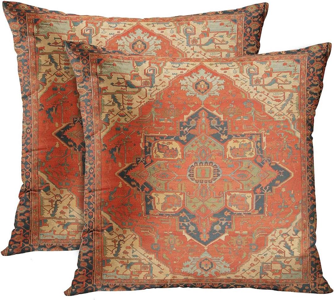 Britimes Throw Pillow Covers, Aztec Kilim Home Art Decor, 20 x 20 Inches Set of 2 Cushion Couch Sofa Cases, Southwestern Pillowcases for Bedroom, Living Room, Ethnic Decorative, Tribal