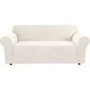 H.VERSAILTEX Stretch Sofa Covers for 3 Cushion Couch Covers Sofa Slipcovers for Living Room Feature Thick Checked Jacquard Fabric with Elastic Bottom, Sofa X-Large - Ivory