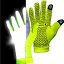 ReflecToes Reflective Winter Running Gloves - Touch Screen Compatible Warm Gloves -Thermal Fleece - Cold Weather Hi Vis Safety for Night Runs (X-Large, Yellow)