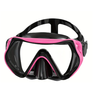 Panoramic Wide View,Anti-Fog Scuba Diving Mask (Adults, Black Pink)