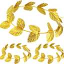 meekoo Gold Laurel Crown Wreath Greek Leaf Headband Toga Party Roman Caesar Headpiece Goddess Costume for Women Men Wedding Emperor Headwear, Circlet 7.3 Inches in Diameter