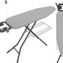 Ironing Board, Compact Iron Board Steam Iron Rest and Bottom Storage Tray, 9 Adjustable Heights & 3 Layer Cover, Folding Heavy Duty Ironing Board 44X12, Gray