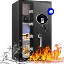 8.4 CuFt Heavy Duty Home Safe Box with Secure Digital Keypad, Key Lock, LCD Screen, Removable Shelf, and Sensor Light for Secure Storage of Documents, Valuables, and Business Use