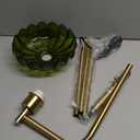 Glass Floor Lamp for Living Room, Dimmer Standing Lamp with Green Lampshade,66 Tall Lamp & Gold Floor Lamp for Bedroom Study Room,Brushed Gold LED Bulb Included (Flower Green Glass Shade)