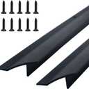 35.43 in / 90cm L Aluminum Door Drip Cap with Screws, Rain Drip Guard, Door Bottom Sweep Edge Deflector, Overall Height 1-1/ 2 in, 2 Pcs Black