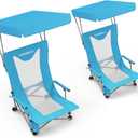 Portable Beach Chair for Adults with Cup Holder Hard Arm Folding Lawn Chairs for Outdoor Activities, Camp, Sports, Beach, Travel & Picnic, Supports up to 400 lbs, Two Packs with Canopy