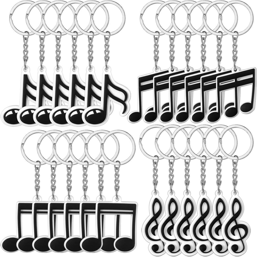 Fumete Music Party Favors Keychain Piano Note Silicone Key Chains Gift Bulk Musical Themed Radio School Karaoke Bag Backpack Baby Shower Birthday Easter Gifts for Kids Supplies