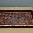 38" Extra Large Handwoven Decorative Tray with Handles | Handwoven Tray with a Sturdy Wood Base, Ideal for Dining Table Centerpieces, Console Tables and Stylish Home Decor