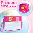 Hillban 2 Pcs Sunscreen Chenille Letter Bags Makeup Cosmetic Bag Waterproof Sun Travel Pouch Beach Pool Things Summer Stuff Preppy Patch Traveling Accessories for Women (Sun Theme)