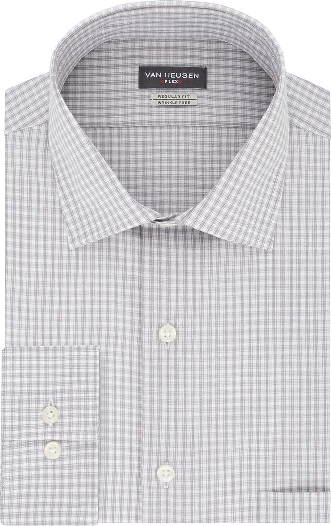 Van Heusen Men's Dress Shirt Regular Fit Flex Collar Check, 17.5 Neck 32 -33 Sleeve X-Large US