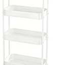 4 Tier Slim Kitchen Storage Cart for Narrow Space, 7.1'' Wide Metal Rolling cart with Wheels and Lockable Casters, Sturdy Mobile Thin Shelf for Laundry Room Between Washer and Dryer, White