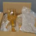 XUWAIDSGN 16 Pcs 7oz Plastic Vintage Wine Glasses Drinking Glasses Unbreakable Wedding Glassware Crystal Water Goblets Reusable Drinkware Vintage Champagne Flutes (16, Amber)