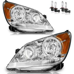 Headlights Assembly for 2005-2007 Honda Odyssey Halogen Headlamp Replacement, High/Low Beam W/Bulbs, Driver & Passenger Side