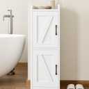 Narrow Bathroom Storage Cabinet with 2 Doors and Shelves, 9.8" W Small Storage Cabinet for Toilet Paper Storage, Slim Cabinet for Small Spaces, Bathroom, Kitchen, 9.8" W × 9.8" D × 29.5" H, White