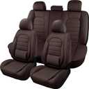 Brown Car Seat Covers Full Set, Universal Faux Leather Seat Covers for Cars 5 Seats, Waterproof Leather Car Seat Covers, Comfortable Automotive Seat Covers for Most Sedans Trucks SUVs