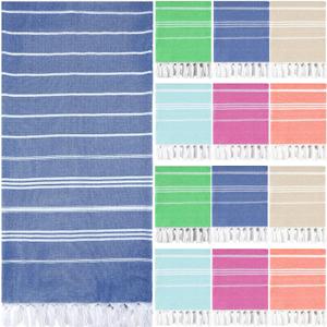 Moukeren 12 Pcs Turkish Beach Towels, Oversized Cotton Bath Towels Lightweight Quick Dry 35 x 71 Inches Turkish Blanket Towel for Beach Bathroom Pool Gym Yoga, 6 Colors