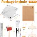 108 Pcs Complete Macrame Supplies with 1216 Inch Macrame Board, Double Sided Dual Grids, Metal Adjustable Holder, 100 T-Pins in 2 Sizes, Scissor, Ruler, Brush, Comb, Clips, All-in-One Macrame Kit