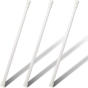 JAYE Curtain rods Spring Tension Curtain Rod Adjustable Length for Kitchen, Bathroom, Cupboard, Wardrobe, Window, Bookshelf DIY Projects (41.1"-74.8" 3PCS WHITE, WHITE)